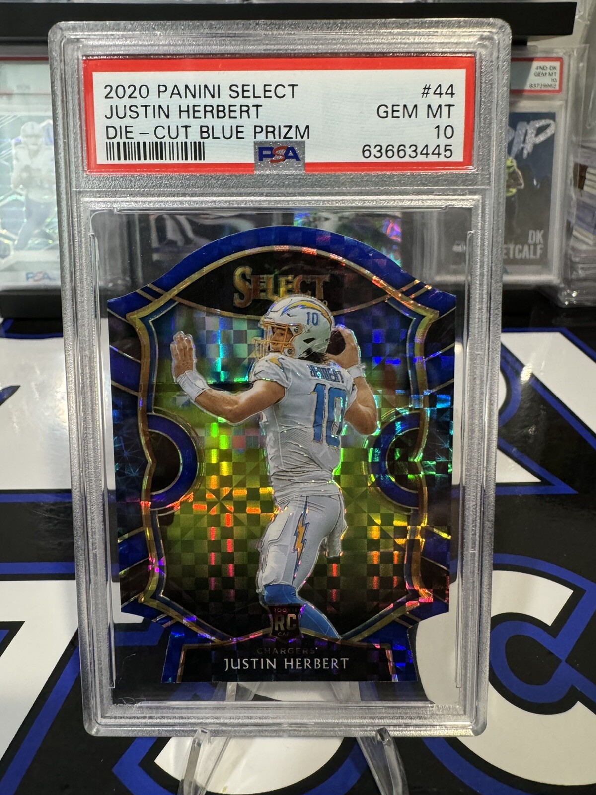 2020 Justin Herbert Select #44 Blue Prizm Die Cut PSA 10 RC Rookie Card