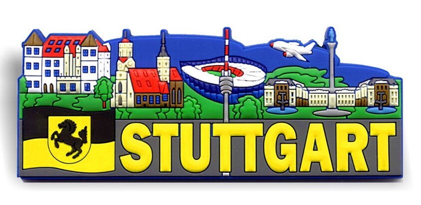 Stuttgart Schloßplatz airport stadium coat of arms rubber XL magnet souvenir ...