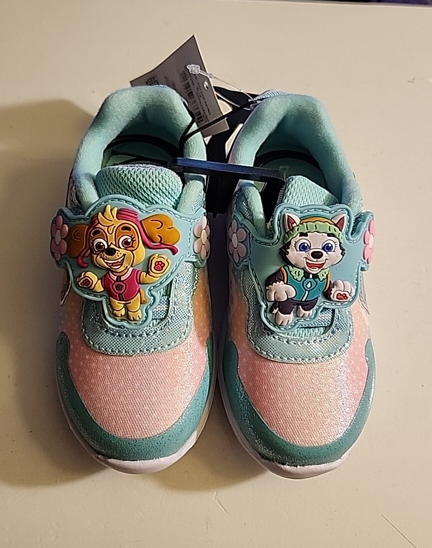 Nickelodeon Paw Patrol Sneakers Toddler Size Teal/ Pink Hook Loop  Closure