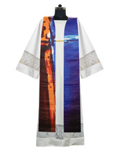 Polyester Pastor Stole   Life of Christ Design  Liturgical Church Vestment