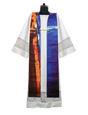 Polyester Pastor Stole – Life of Christ Design | Liturgical Church Vestment