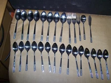 Customcraft CUS3 Stainless Flatware Taiwan - spoons forks lot of 28 pc vintage