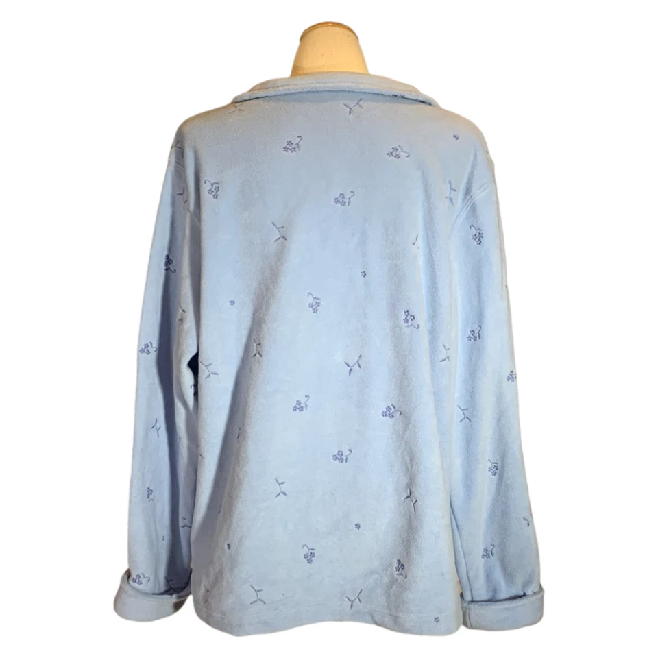 Denim & Co. Embroidered Fleece Zip Front Jacket Size XL NWT BLUE A36999 - Image 2 of 2