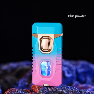 Mecha Style Alloy Lighter Dual Flame Windproof LED Cigarette Cigar Gas Lighter