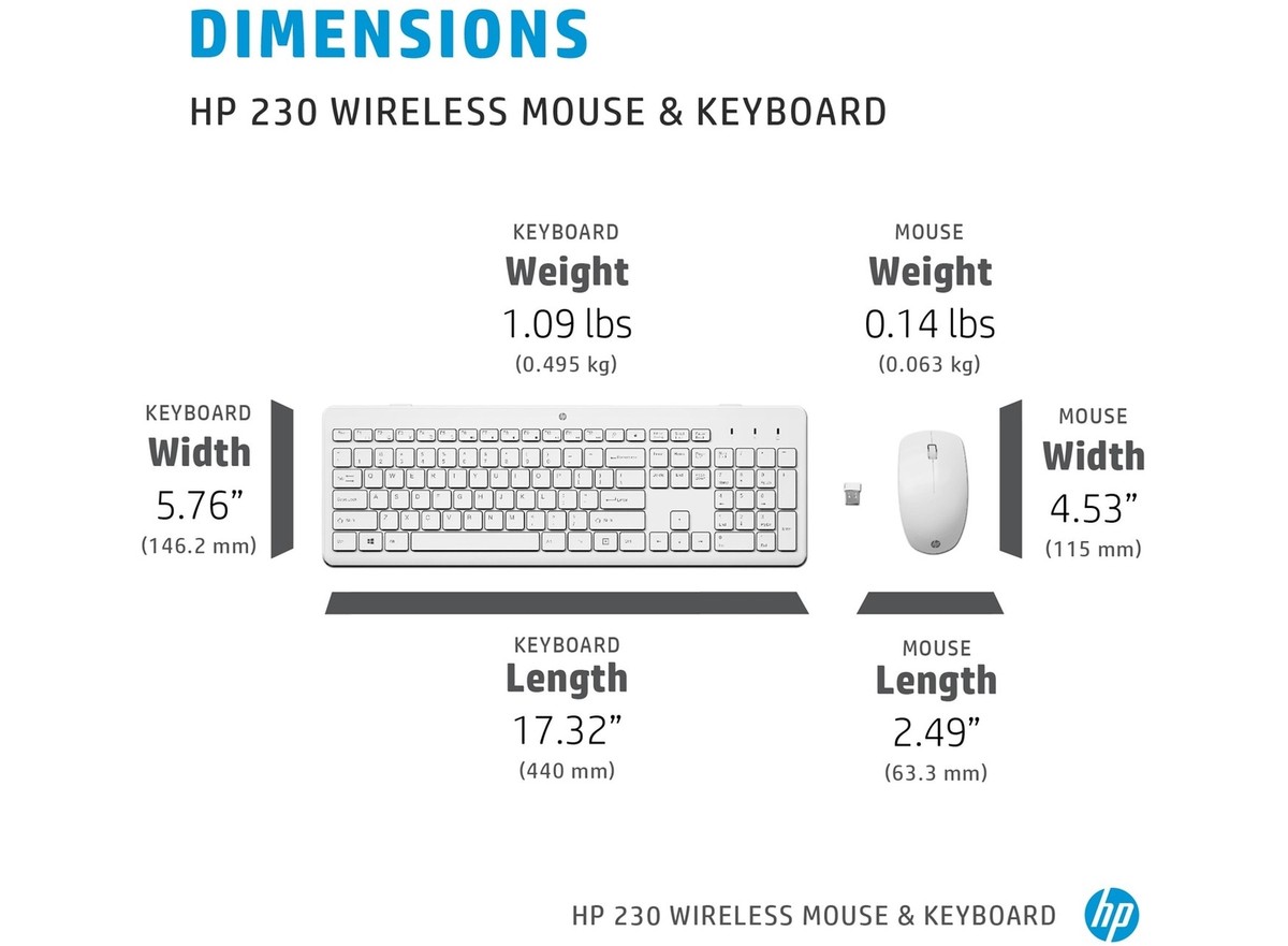 HP 230 Wireless Mouse and Keyboard Combo - White (3L1F0AA) for sale online  | eBay UK