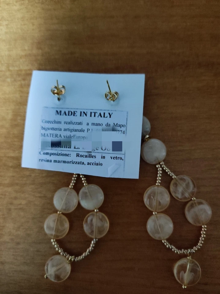 Orecchini Donna Pendenti Fatti A Mano  - Immagine 2 di 2