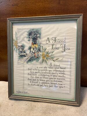Vintage 1940 s Edgar Quest 6x8  Framed Poem  A Friend Like You  Wall Plaque