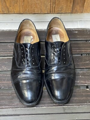 Mezlan Marque Black Leather Brogue Cap Toe Oxford Lace Up  display picture 2