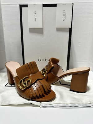 NEW Gucci US 6.5 EU 36.5 Shoes Marmont GG Fringe Brown NEW Gucci US 6.5 EU 36.5 Shoes Marmont GG Fringe Brown