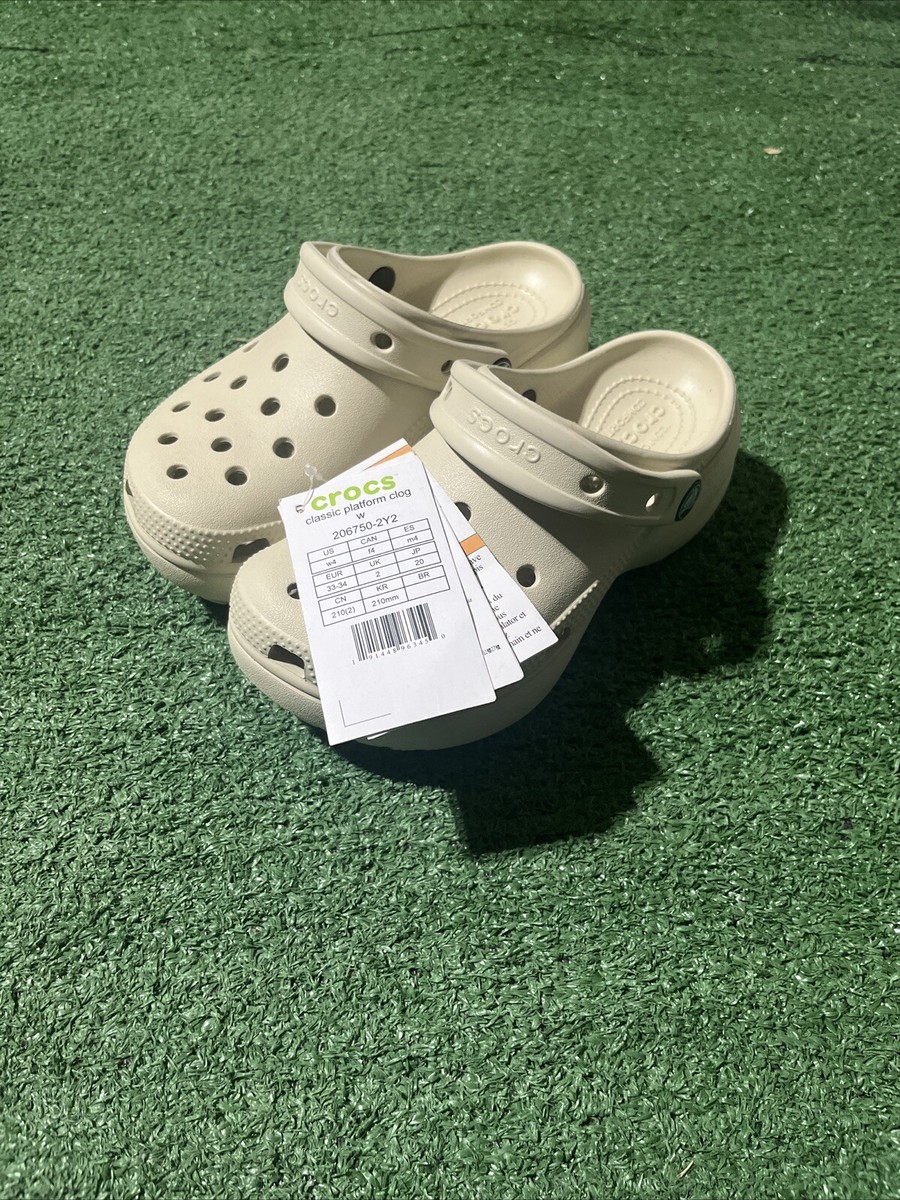 CROCS Classic Platform Clogs Shoes BONE 206750-2Y2 US Women's 11 EUR 37-38