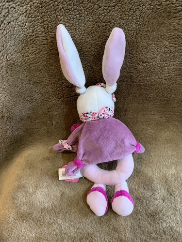 Doudou Et Compagnie Comforter Bunny Rabbit Pink Purple Plush Toy Rattle Pram Toy - Picture 5 of 5