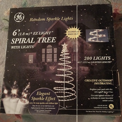 GE Holiday Classics EZ Light 6FT Spiral Tree Random Sparkle Lights