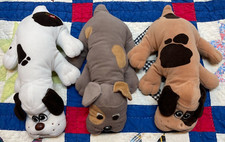 3 Original Tonka Pound Puppies 1985  1982 Grey  Brown Tan  Brown White  Brow