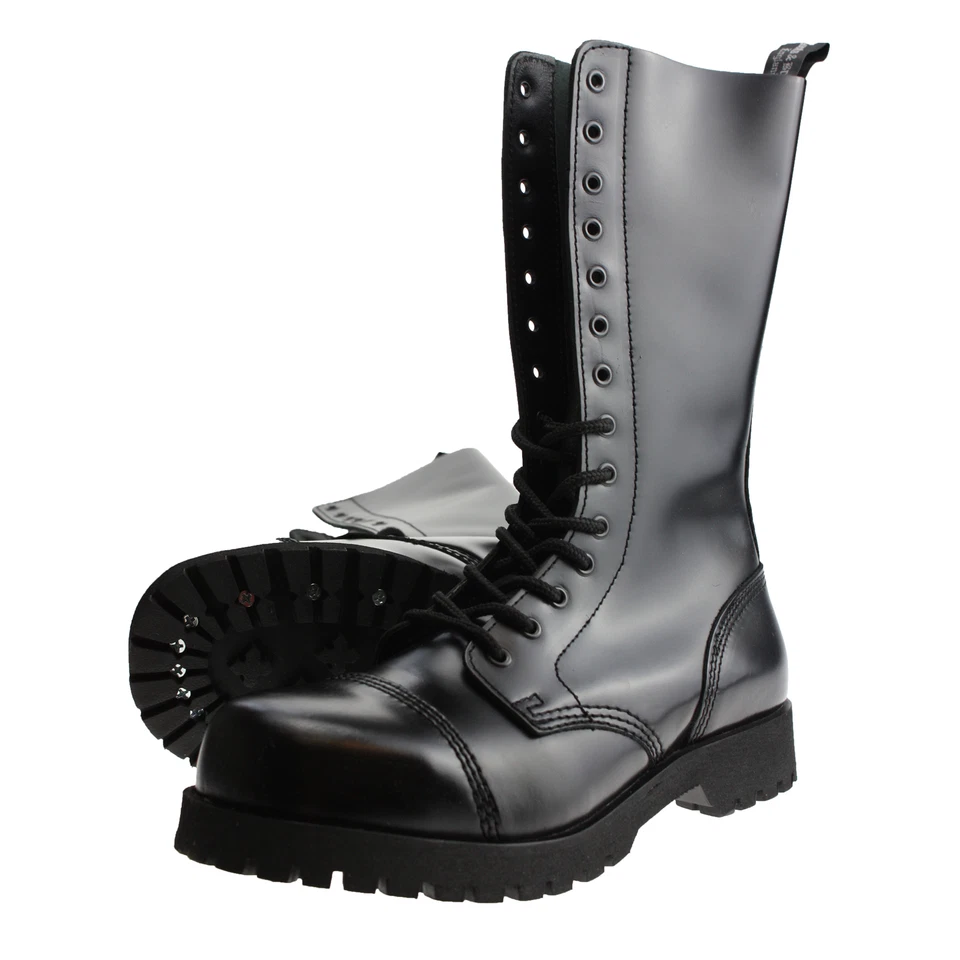 Boots and Braces 14-Loch Stiefel Rangers Springerstiefel Stahlkappe Schwarz