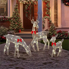 Pre-Lit Outdoor Christmas Deer Family Set, 2D Lighted Reindeer Decoration, 60 L