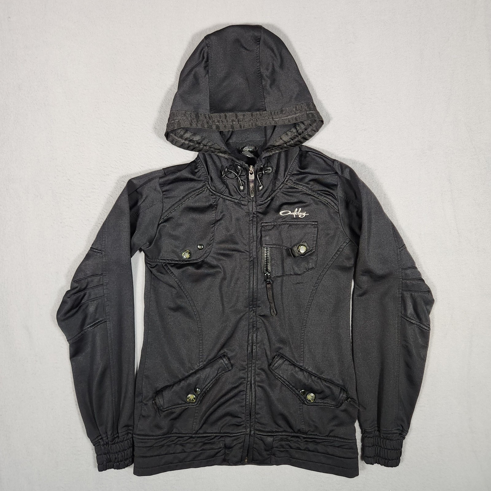 Oakley Jacket Womens Extra Small XS Black Full Zip Tech Pock