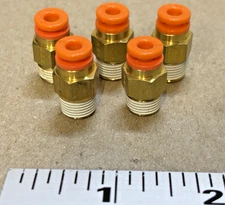 SMC Kq2h03-34As Male Adapter Push-To-Connect X Mnpt 5/32 Tube Od 1/8 In Lot of 5