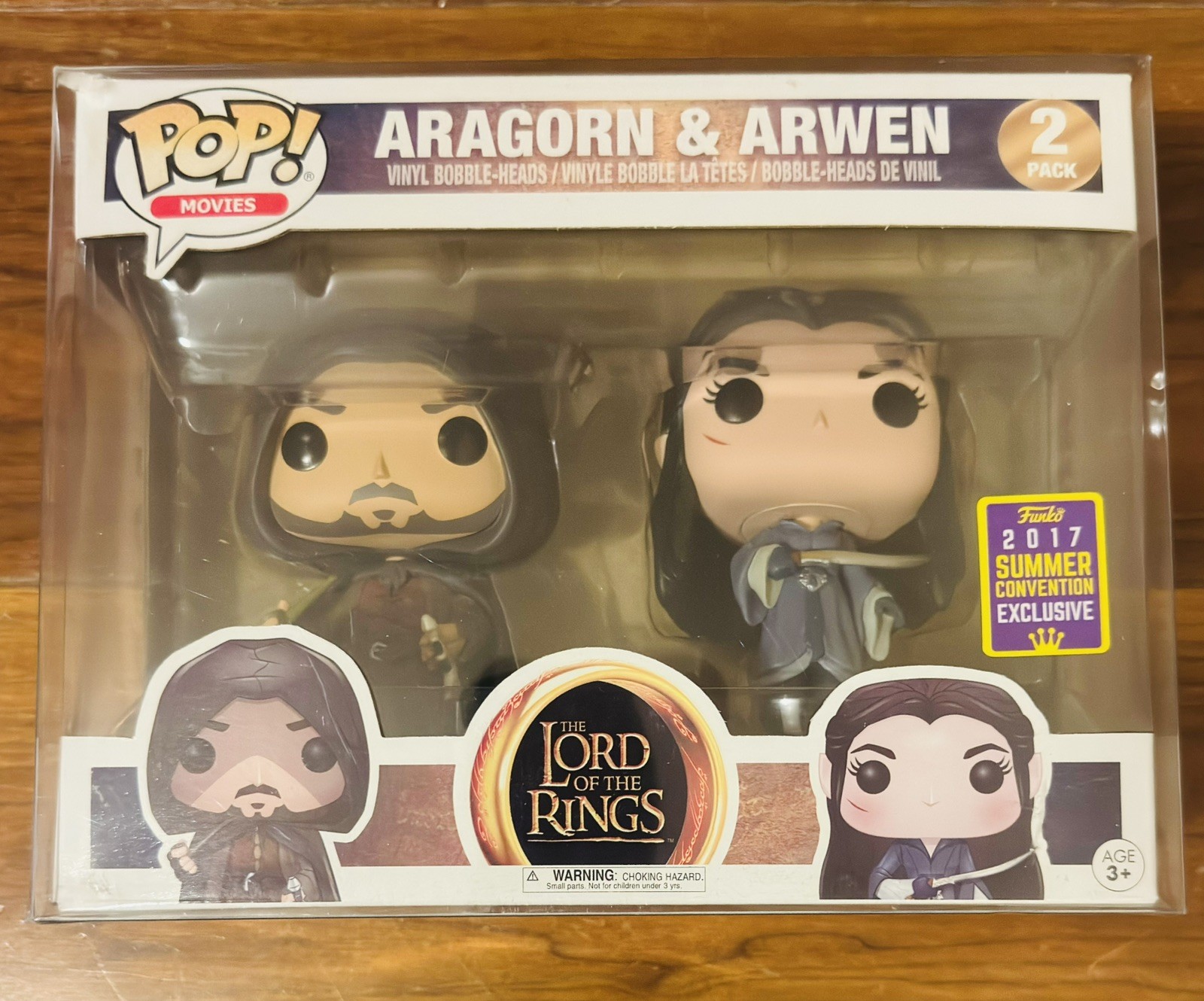 Funko Pop Aragorn & Arwen paquete de 2 exclusivos de la Convención de Verano 2017 + protector