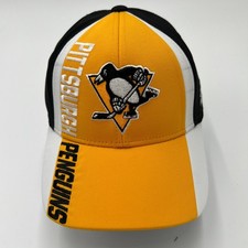 Adidas Pittsburgh Penguins NHL FitMax 70 Stretch Fit Hat Black Gold Mens S/M