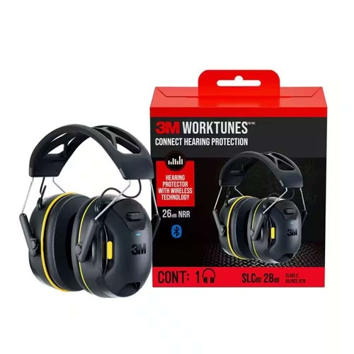 3M WorkTunes Connect Wireless Hearing Protector Bluetooth 26dB NRR Black Used