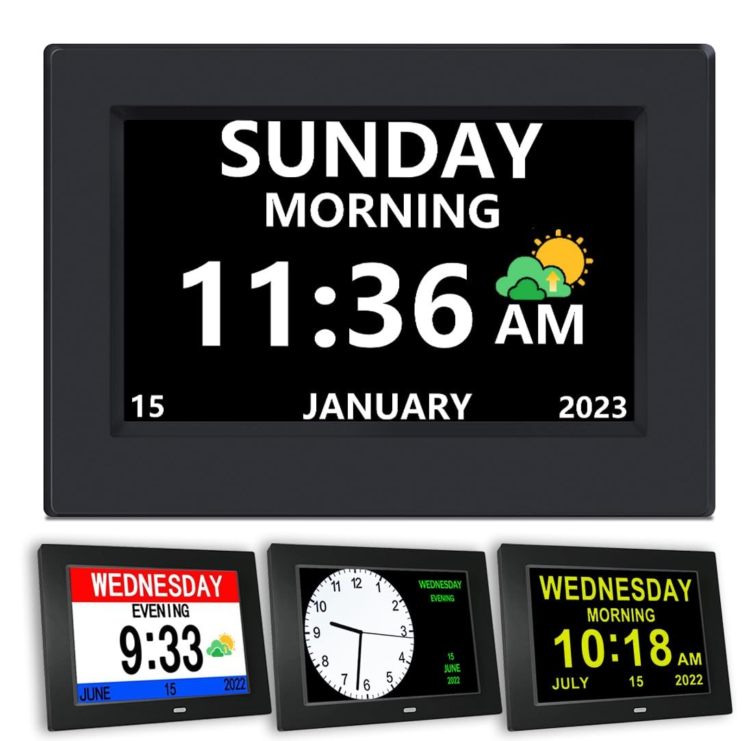 Large Digital Clock for Seniors - 12 Alarms, Date & Day Display, Medication Reminder