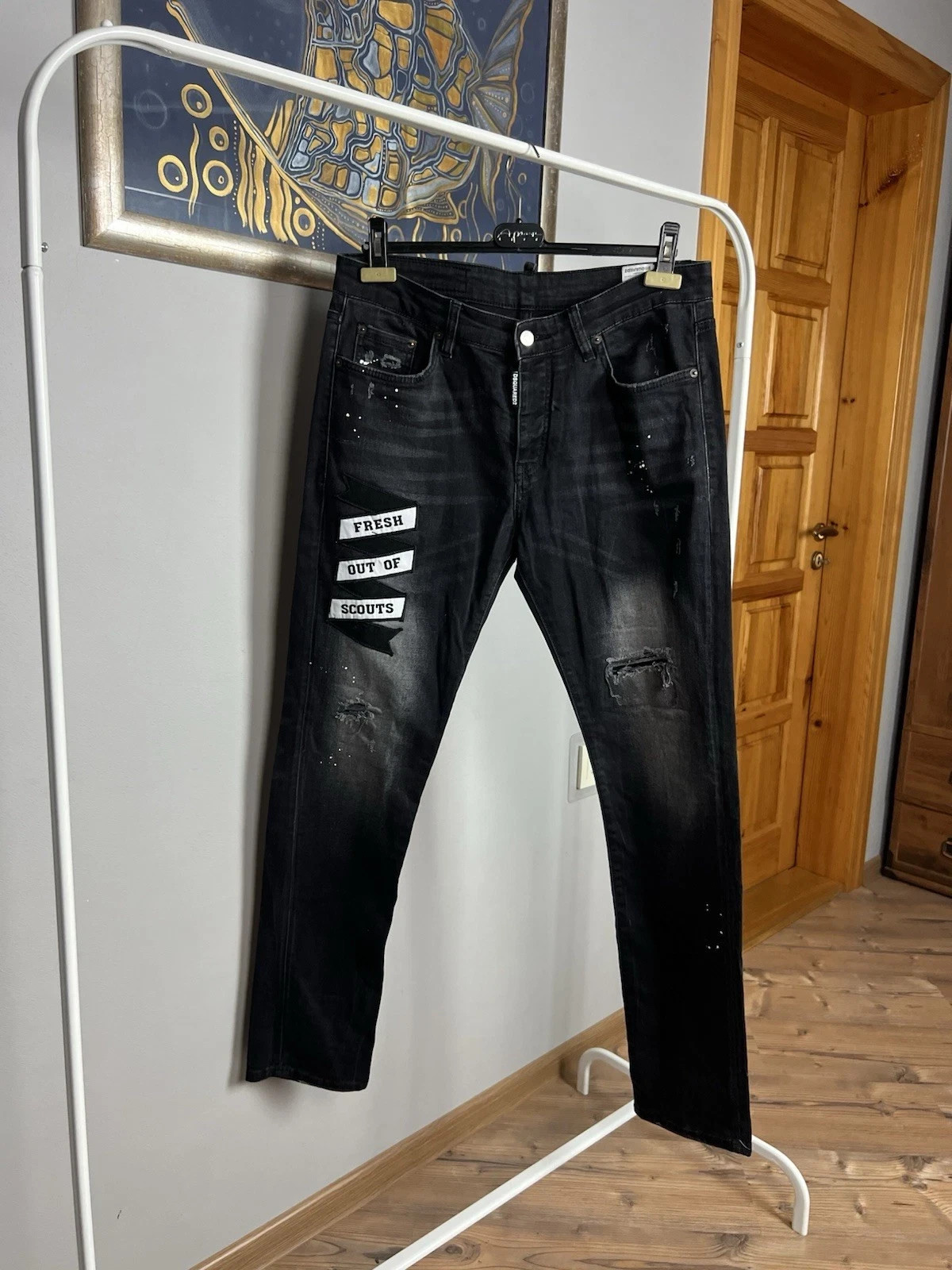 Dsquared2 Slim Jean Patchwork Black Distressed De… - image 2