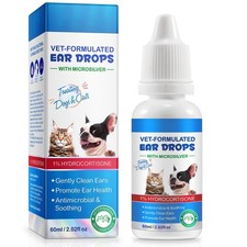 Dog Cat Ear Infection Treatment Drops, Yeast Itchy Relief 1 Hydrocortisone 2 fl