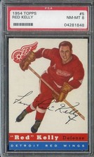 1954-55 TOPPS #5 RED KELLY PSA 8 RED WINGS HOF