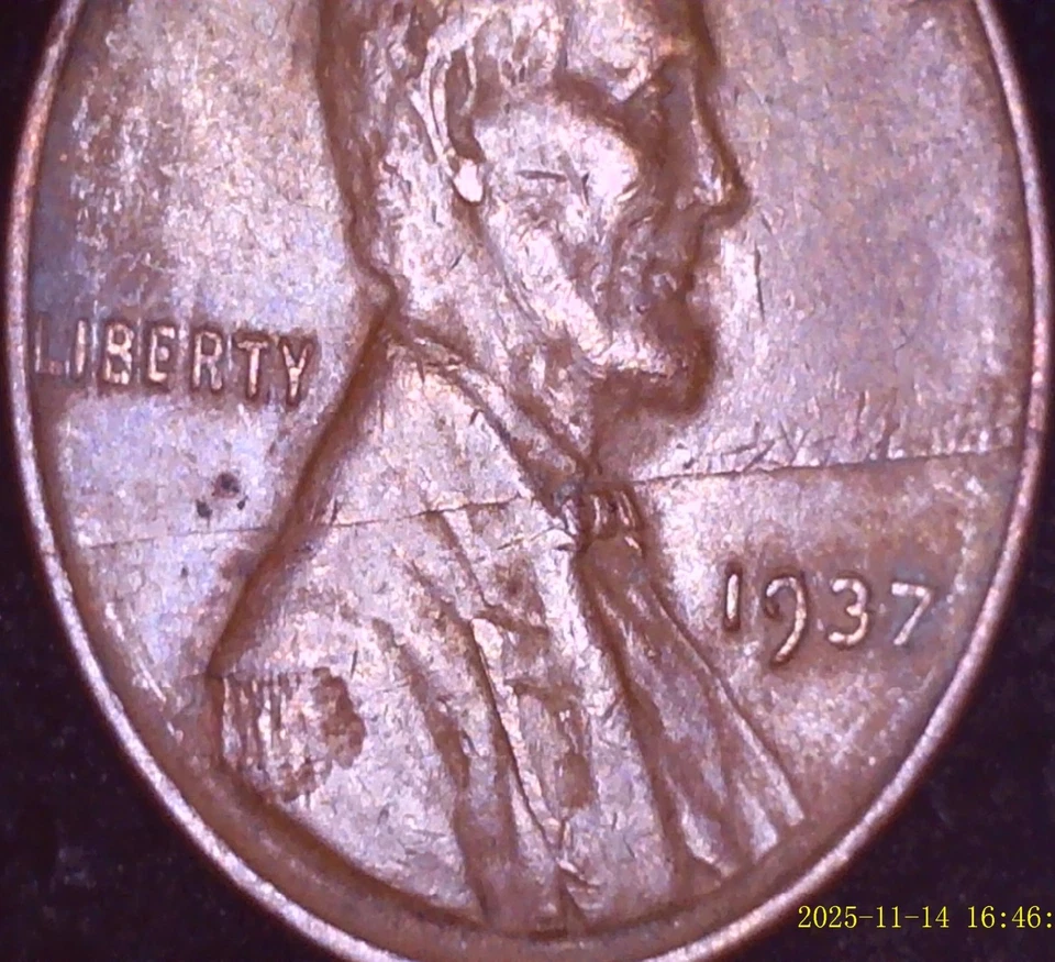 1937 Wheat Penny Struck Thru, Die Break & Lamination Error Coin !RARE/UNIQUE! - Image 4 of 4