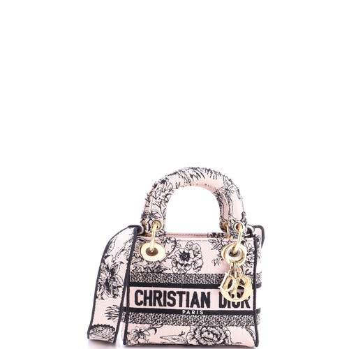 Christian Dior Lady D-Lite Bag Embroidered Canvas Mini