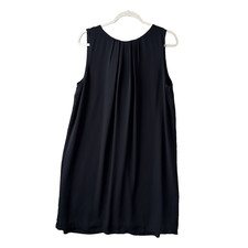 H&M Navy Blue Sleeveless Pleated Open Back Bow Tie Shift Dress 10 Timeless Boho