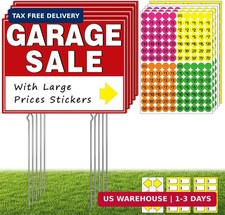 Garage Sale Kit 10 Pcs , 5 Pack Garage Sale Signs with Metal Stakes, 5 Pack Yar