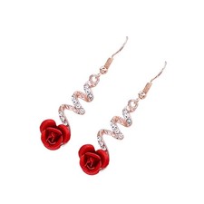 Rhinestone Earrings Orecchini Forma Di Fiore Con Rose Per Lei Rosa