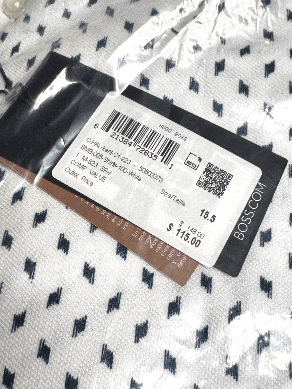 Hugo Boss Men HAL Kent Casual Fit Pastel White Jersey Cotton Dress Shirt 39 15.5 thumbnail 7