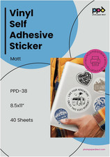 Premium Printable Vinyl Sticker Paper for Inkjet Printer - 40 Sheets Matt Sticke