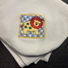 VTG Gerber 100 Cotton Thermal Receiving Blanket with Lion Patch Made in USA