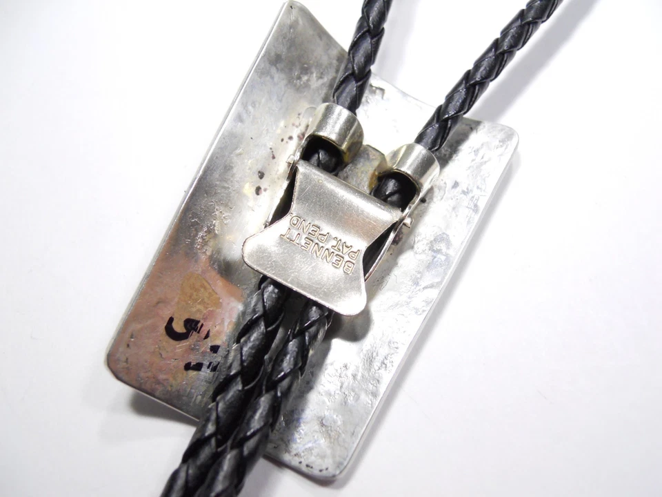 CORBATA BOLO TURQUESA INCRUSTACIÓN NAVAJO SHRINERS MASÓNICOS HECHA A MANO PLATA DE LEY 925. Foto 4 de 4