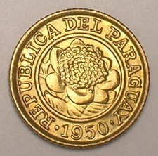 Pièce de 1 centime fleur Paraguayenne Paraguayenne 1950 XF+