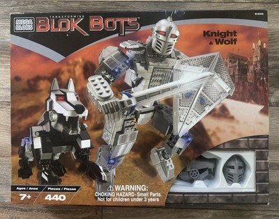 RARE COMPLETE! 2001 Mega Bloks Blok Bots 9356 Knight & Wolf Set - 5 SEALED BAGS!