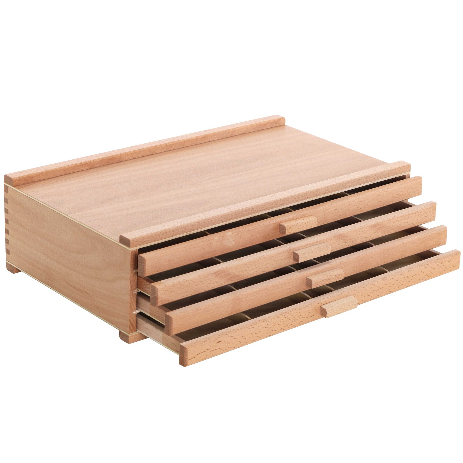 US Art Supply&reg; Artist Wood Pastel, Pen, Marker Storage Box with 4-Drawers