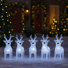 Christmas LED String Lights 5pc Light Up Reindeer Xmas Decoration Cool White