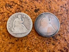 Two Coin Lot 1861-S 1865-S Old Silver Seated Liberty Half Dollar Civil War Era