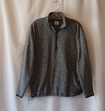 Victoria s Secret PINK Quarter Zip Pullover Sweatshirt Gray Marled Knit Size M