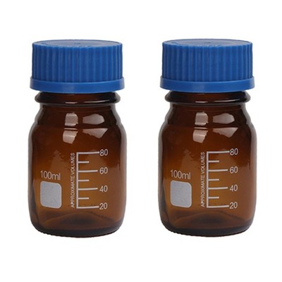 Deschem 2Pcs 100ml,Glass Amber Reagent Bottle,Plastic Screw Cap Lid,Lab Brown...