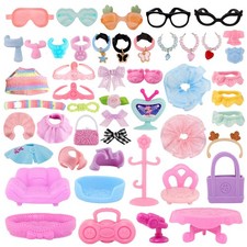 25 piezas Accesorios Aleatorios para Mini Mascotas Juguetes Cuello Gafas Comida Falda Niños Regalos