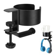 2 in 1 Desk Cup Holder with Headphone Hanger Holder, Anti-Spill Cup Holder-36...