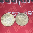 1923 & 1926 Peace Dollar Coins Circulated Details Visible.
