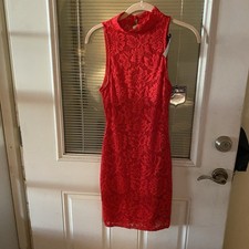 Lacy Red Fashion Nova Dress Size Small Open Back