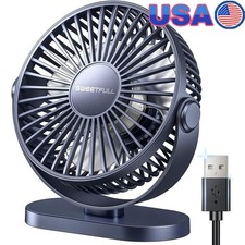USB Desk Fan Portable Quiet 3 Speeds 360 Degree Rotation Detachable Grille