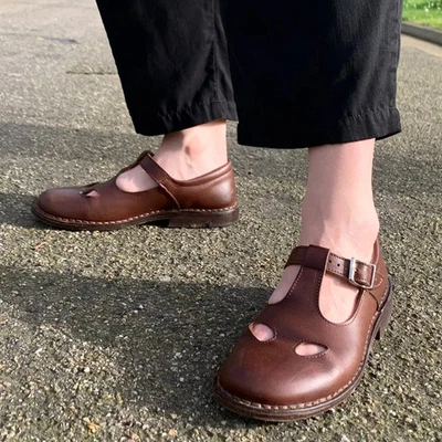 Chaussures salomé Homme en cuir marron foncé artisanales semelle en cuir - Photo 1/4